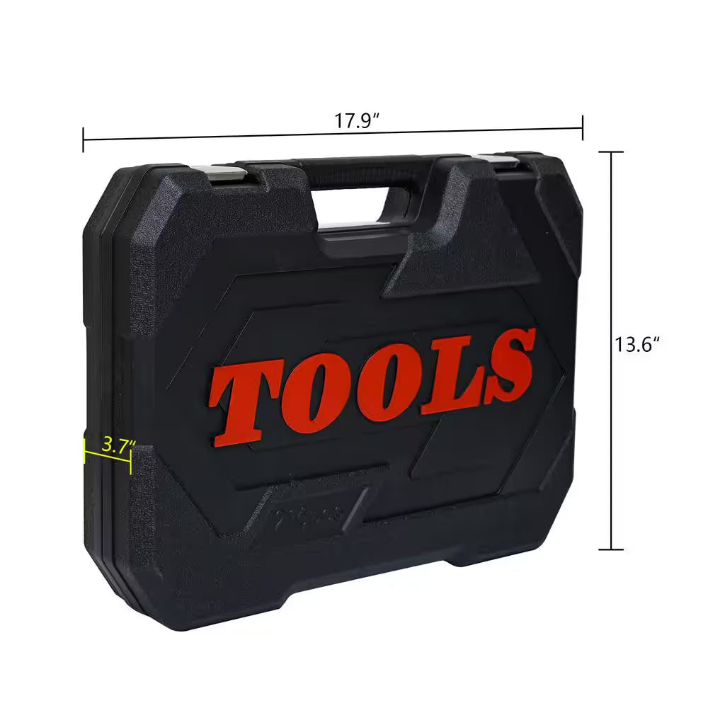216-Piece Basic Portable Mechanic Tool Set Includes Case, and Ratchet, Sockets, and Wrenches
