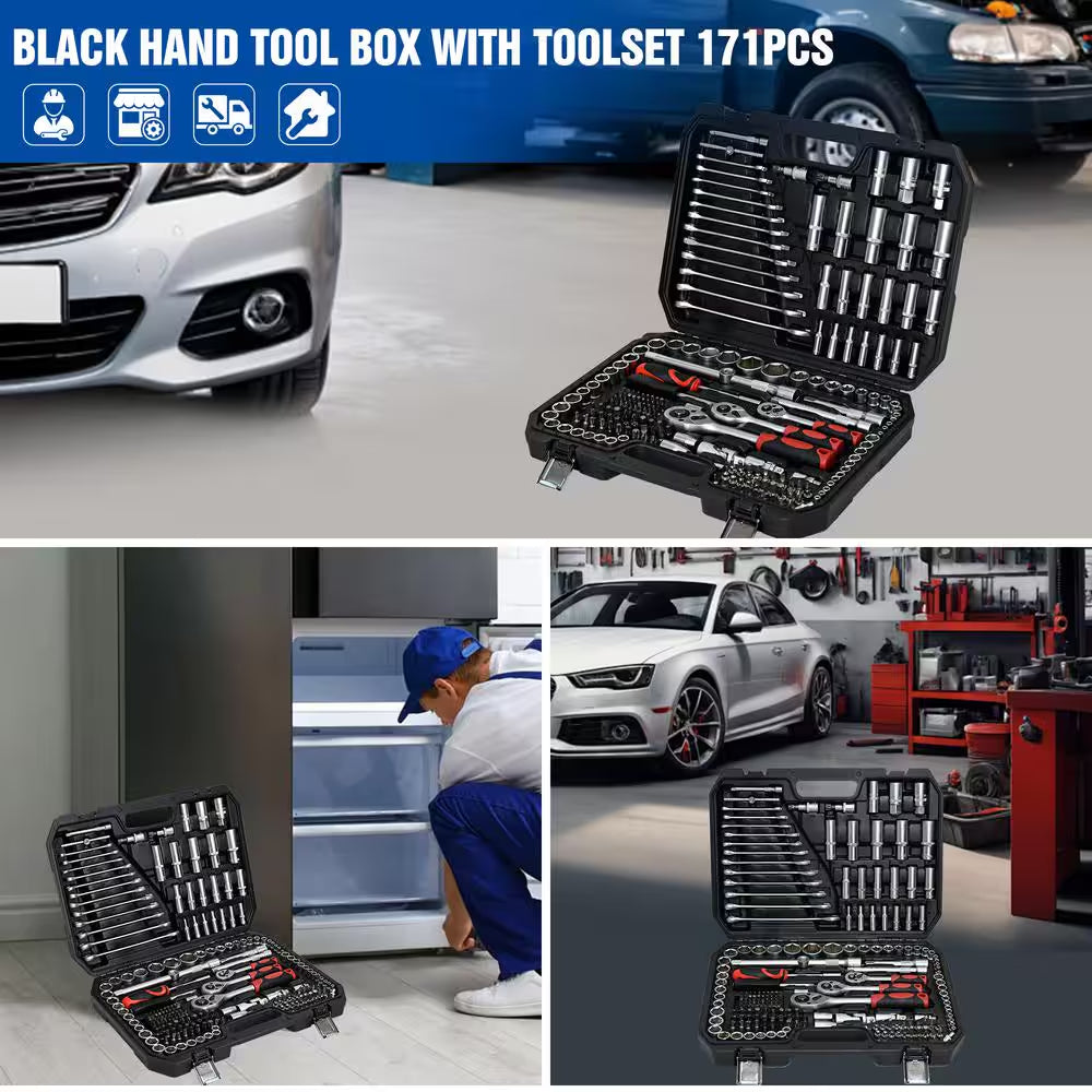 216-Piece Basic Portable Mechanic Tool Set Includes Case, and Ratchet, Sockets, and Wrenches