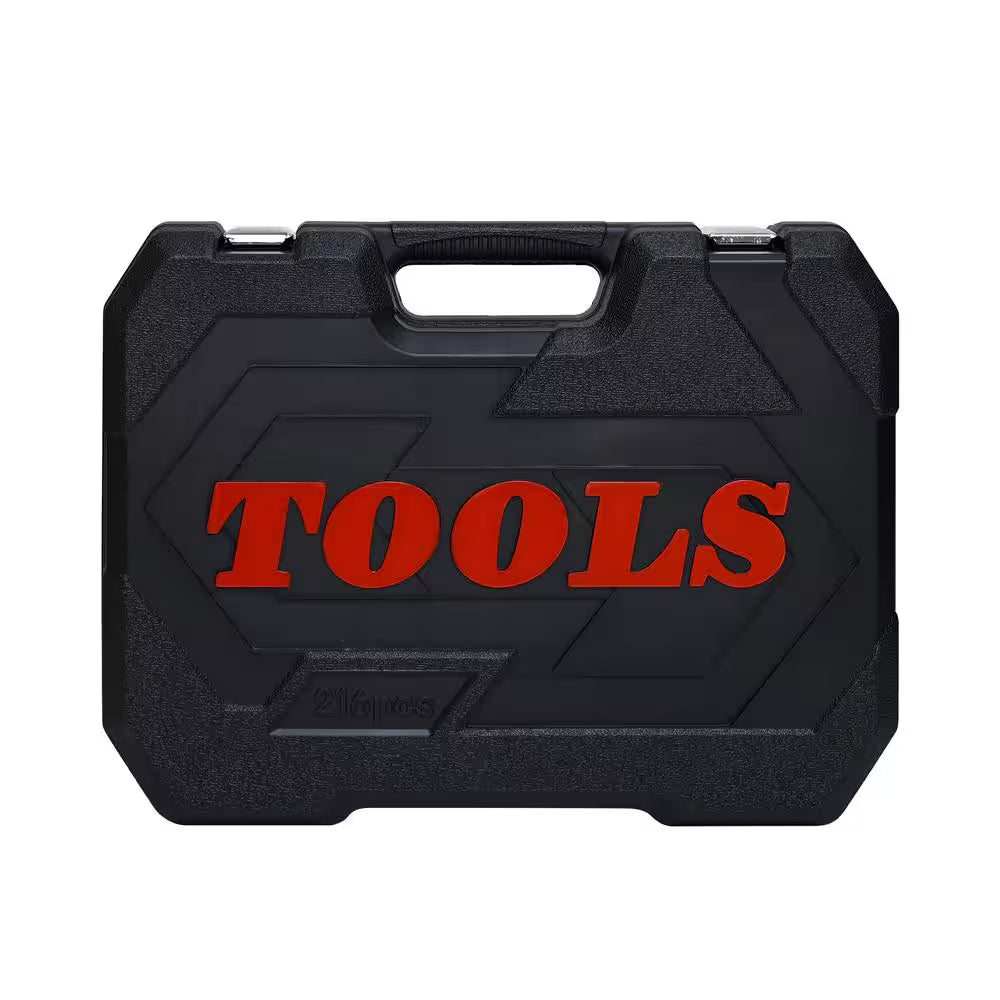 216-Piece Basic Portable Mechanic Tool Set Includes Case, and Ratchet, Sockets, and Wrenches