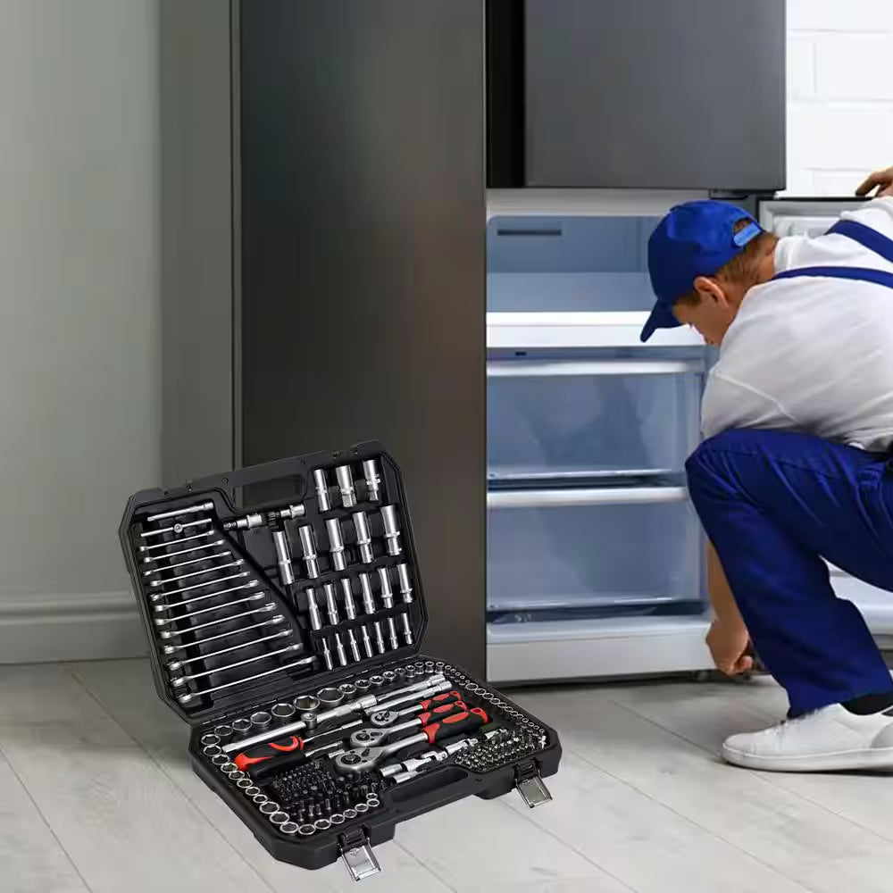 216-Piece Basic Portable Mechanic Tool Set Includes Case, and Ratchet, Sockets, and Wrenches