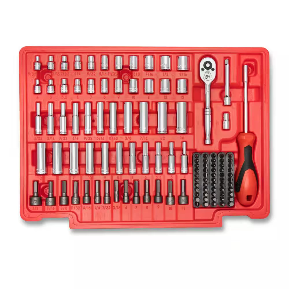 1/4 In., 3/8 In., and 1/2 In. Drive Sae/Metric Mechanics Tool Set with 3-Drawer Storage Case (229-Piece)