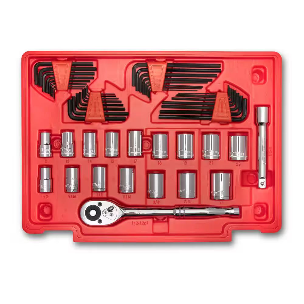 1/4 In., 3/8 In., and 1/2 In. Drive Sae/Metric Mechanics Tool Set with 3-Drawer Storage Case (229-Piece)