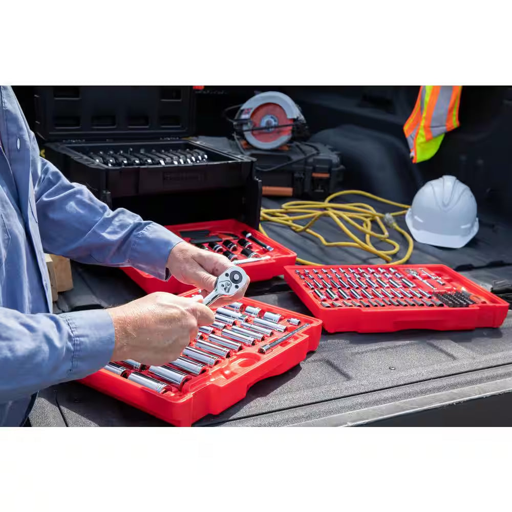 1/4 In., 3/8 In., and 1/2 In. Drive Sae/Metric Mechanics Tool Set with 3-Drawer Storage Case (229-Piece)
