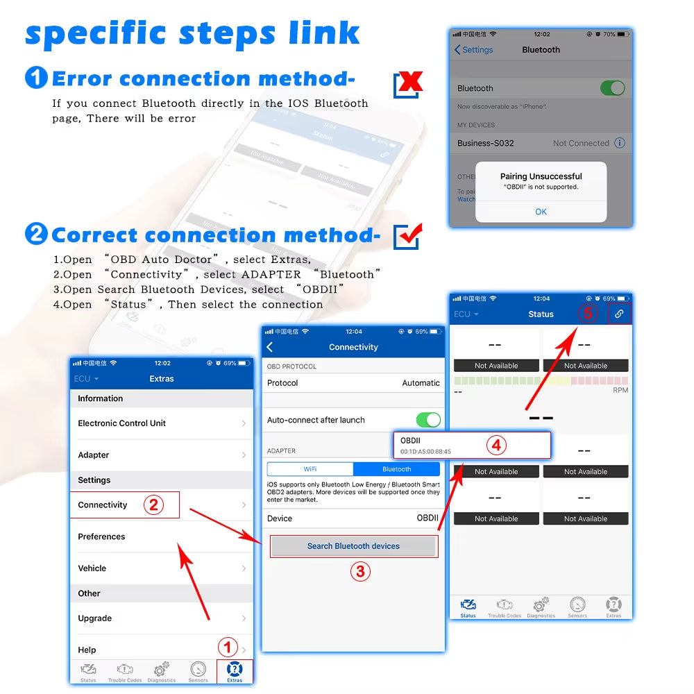 MotorMate Compatible OBD2 Bluetooth iOS Diagnostic Scanner