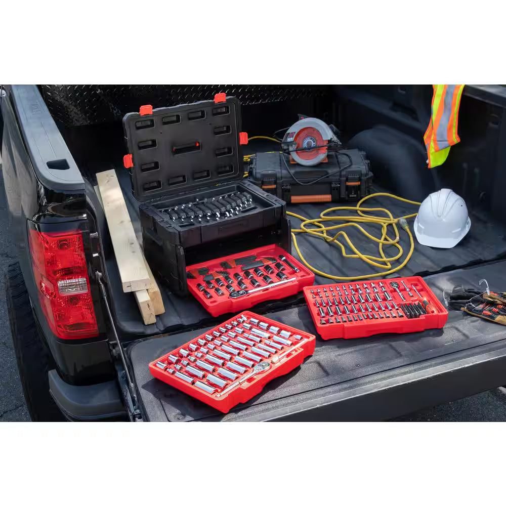 1/4 In., 3/8 In., and 1/2 In. Drive Sae/Metric Mechanics Tool Set with 3-Drawer Storage Case (229-Piece)