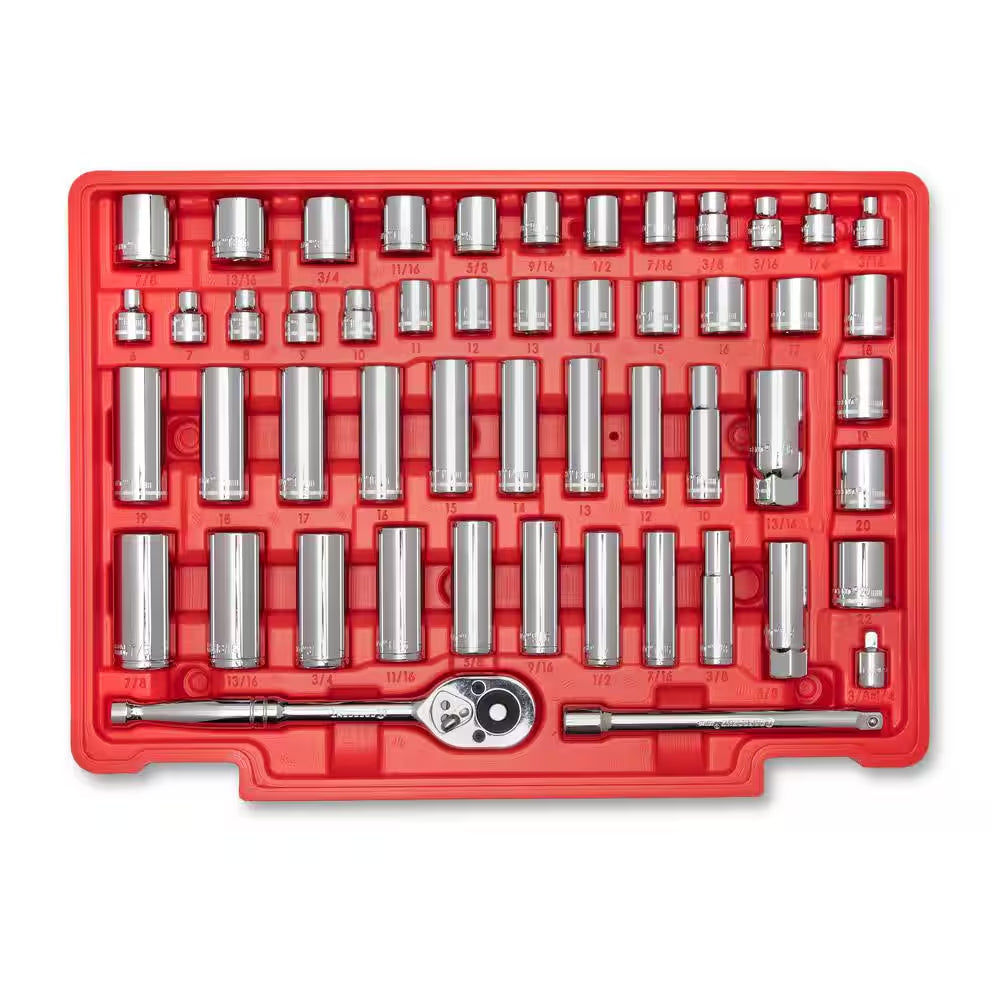1/4 In., 3/8 In., and 1/2 In. Drive Sae/Metric Mechanics Tool Set with 3-Drawer Storage Case (229-Piece)