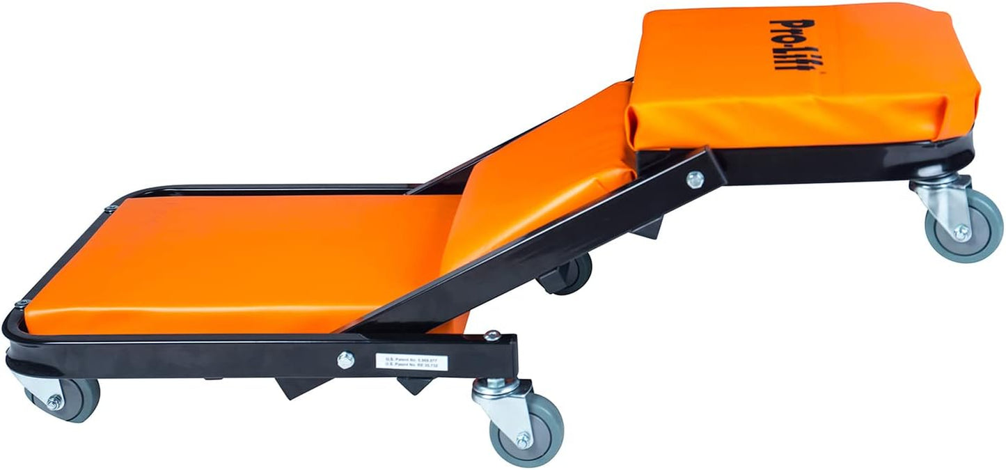 Foldable Z Creeper - 2-In-1 Rolling Folding Car Creeper & Seat - 40" Adjustable Roller Garage Chair Lay down or Sit, 450 LBS Capacity under Car Roller Creeper with 6 Swivel Casters