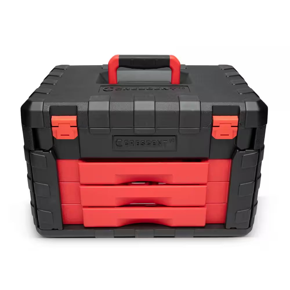 1/4 In., 3/8 In., and 1/2 In. Drive Sae/Metric Mechanics Tool Set with 3-Drawer Storage Case (229-Piece)